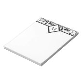 Bloc-note Bordure noire Damas et monogramme (Tourné)