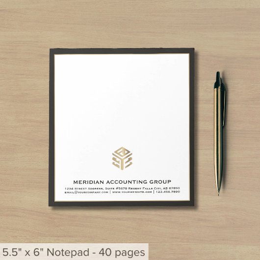 Bloc-note Bordure noire du logo de l'entreprise