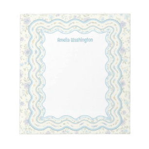 Bloc-note Bordure ondulée personnalisée florale vintage sur