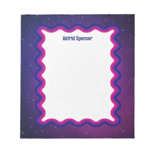Bloc-note Bordure ondulée personnalisée Rose Space Splash Pe