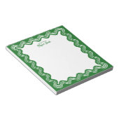 Bloc-note Bordure ondulée personnalisée verte et blanche (Incliné)