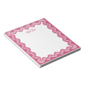 Bloc-note Bordure ondulée rose Faux paillettes Nom personnal (Incliné)