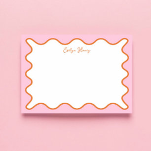 Bloc-note Bordure ondulée zigzag rose orange vibrante coloré