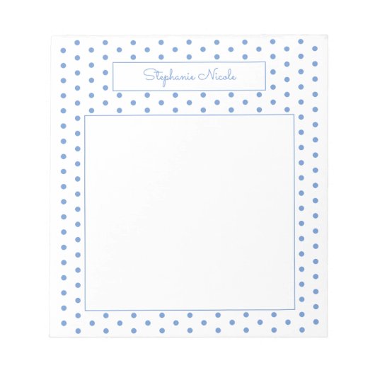 Bloc-note Bordure personnalisée simple Polka Point bleu clai (Devant)