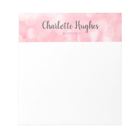 Bloc-note Bordure rose bokeh (Devant)