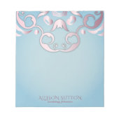 Bloc-note Bordure rose chic de luxe sur bleu Aquamarine (Devant)