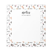 Bloc-note Bordures Motif De Maquillage Avec Nom Personnalisé (Devant)