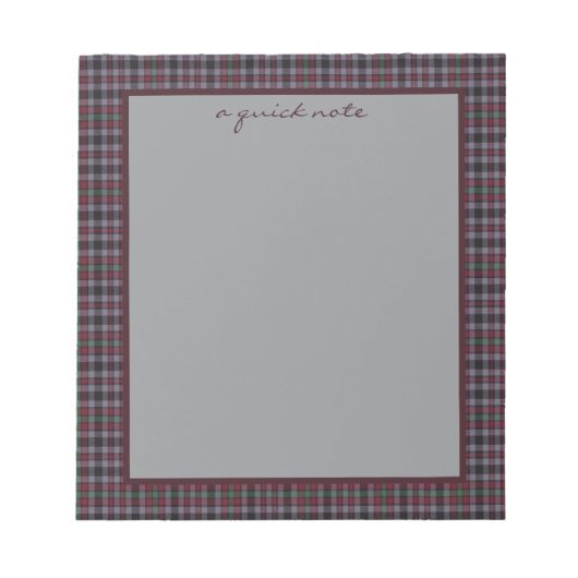 Bloc-note Borthwick Original Scottish Tartan Notepad (Devant)