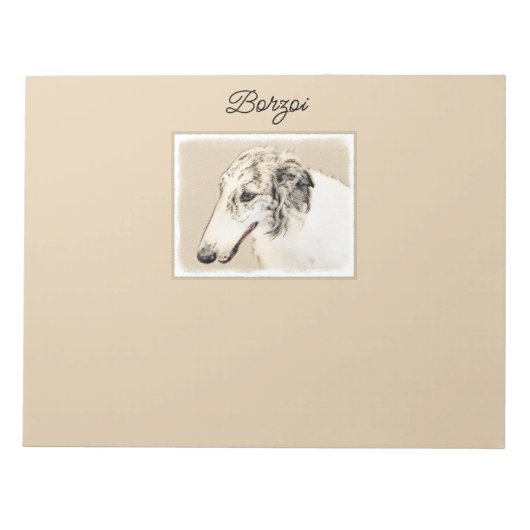 Bloc-note Borzoi (Argent Brindle) Peinture Chien Art origina (Devant)