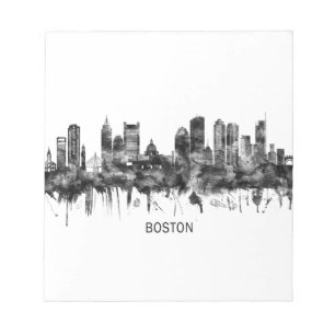 Bloc-note Boston Massachusetts Skyline BW