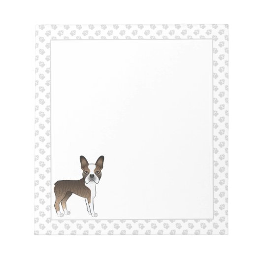 Bloc-note Boston Terrier Bringé Chien de Dessin Animé Mignon (Devant)