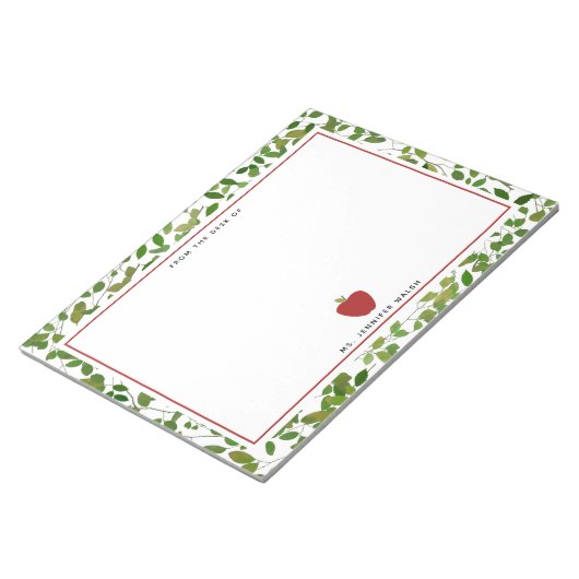 Bloc-note Botanique vert Enseignant Pomme Rouge (Incliné)