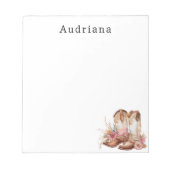 Bloc-note Bottes florales de cowgirl Nom personnalisé (Devant)