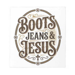 Bloc-note Bottes Jeans & Jésus Foi Occidentale Vintage