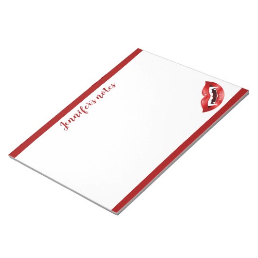 Bloc-note Bouche Vampire Avec Lèvres Rouges Et Poings Texte (Incliné)