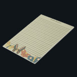 Bloc-note Bouches d'art populaire, Papillons Linked Sage Ver<br><div class="desc">Ce papier à lettres doublé ou ce bloc-notes en papier est prêt à être personnalisé avec un nom en haut. Il présente des illustrations de papillons de nuit dans un style d'art folklorique en bas de l'ensemble contre un arrière - plan vert sauge clair aux lignes vertes plus foncées.</div>