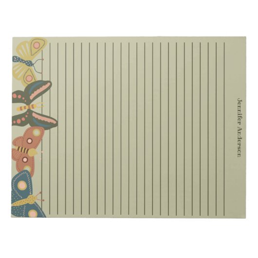 Bloc-note Bouches d'art populaire, Papillons Linked Sage Ver (Devant)
