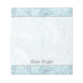 Bloc-note Boucles de marbre bleu Aqua Silver (Devant)