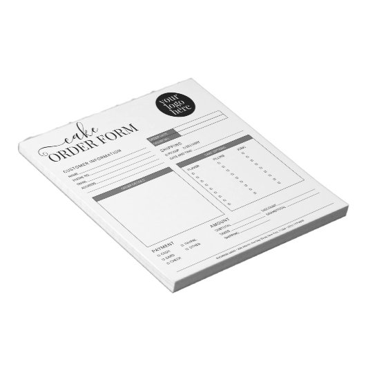 Bloc-note Boulangerie Cake Cupcake moderne Gris Commande (Incliné)