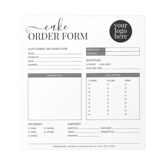 Bloc-note Boulangerie Cake Cupcake moderne Gris Commande (Devant)