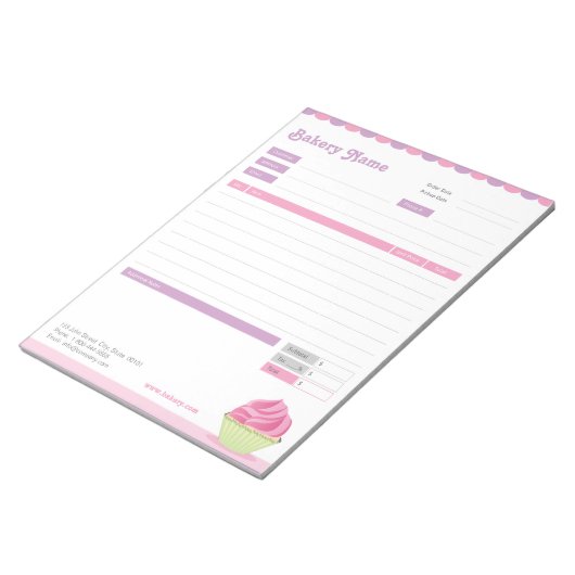 Bloc-note Boulangerie Cupcake Formulaire de commande ou Bloc (Incliné)