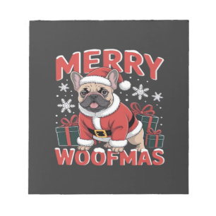 Bloc-note Bouledogue français chapeau de Père Noël Joyeux No