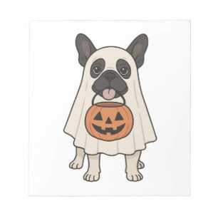 Bloc-note Bouledogue français chien d'Halloween fantôme