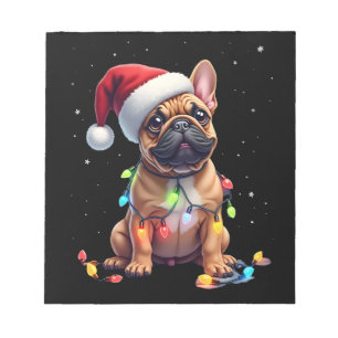 Bloc-note Bouledogue français éclairage de Noël Père Noël Bo