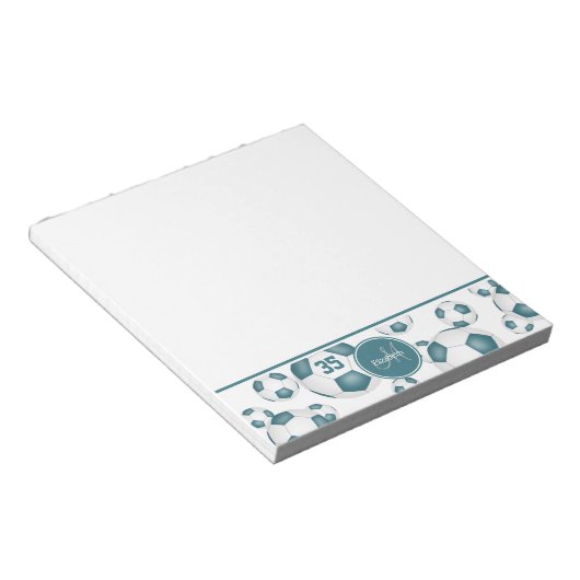 Bloc-note Boules de football turquoise accent sport motif (Incliné)