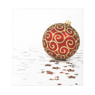 Bloc-note Boules de Noël rouges décoratives