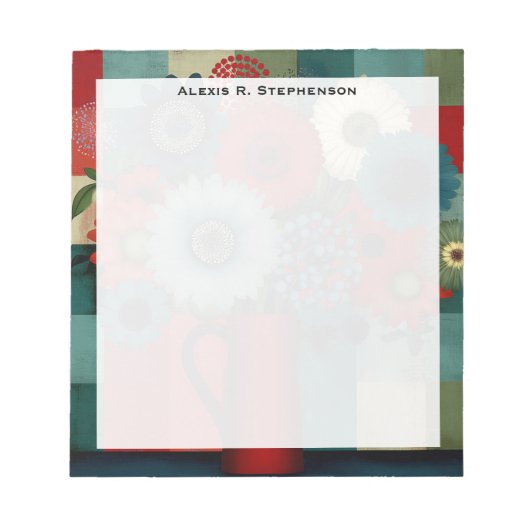 Bloc-note Bouquet de baies patchwork de ferme Monogram Bleu (Devant)