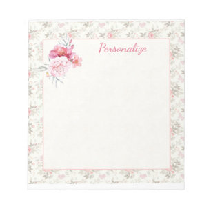 Bloc-note Bouquet de bordure florale rose victorienne vintag