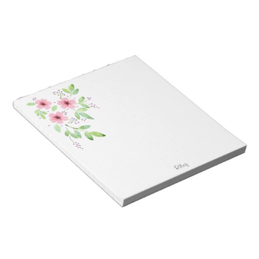 Bloc-note Bouquet de fleurs d'aquarelle rose (Incliné)