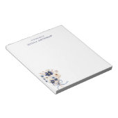 Bloc-note Bouquet de fleurs élégant bleu marine monogrammé (Incliné)