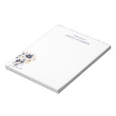 Bloc-note Bouquet de fleurs élégant bleu marine monogrammé (Tourné)