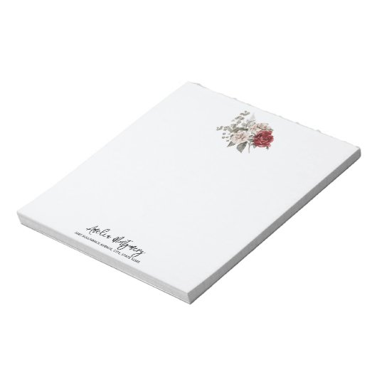 Bloc-note Bouquet de fleurs rouge gris et crème Boho (Tourné)