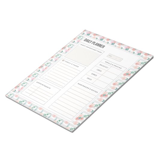 Bloc-note Bouquet de Roses d'aquarelle Pages quotidiennes de (Incliné)