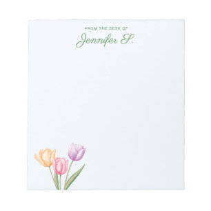 Bloc-note Bouquet de tulipes à l'aquarelle coloré avec texte