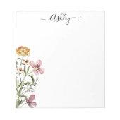 Bloc-note Bouquet Fleur sauvage d'aquarelle #1 Nom personnal (Devant)