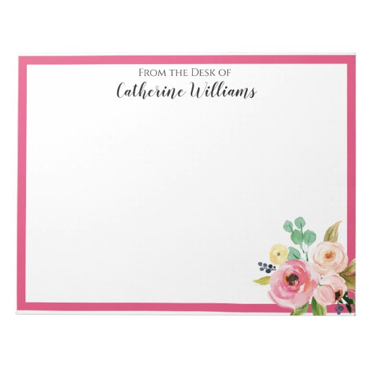 Bloc-note Bouquet floral Boho Pénpal rose sur mesure (Devant)