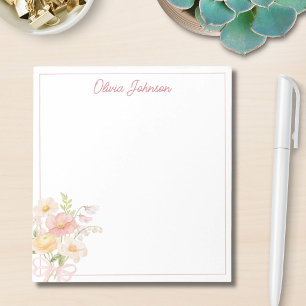 Bloc-note Bouquet Floral De Fleurs Jolies Aquarelle Monogram