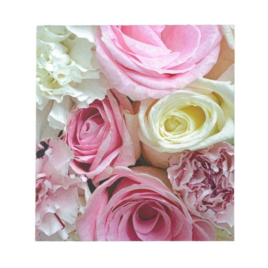 Bloc-note Bouquet floral rose et blanc roses (Devant)
