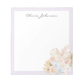 Bloc-note Bouquet Floral Tropical Fleur Pretty Monogrammé (Devant)