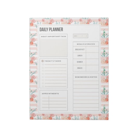 Bloc-note Bouquet Rose aquarelle 40 pages Planificateur quot (Tourné)