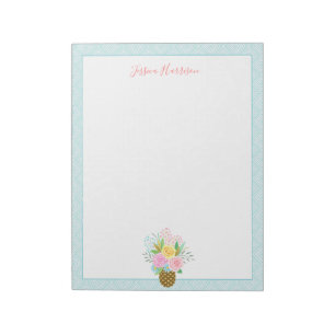 Bloc-note Bouquet Rose d'ananas Rose Turquoise Gros