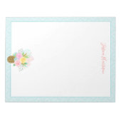 Bloc-note Bouquet Rose d'ananas Rose Turquoise Gros (Devant)