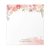 Bloc-note Bouquet rose personnalisé avec monogramme de nom (Devant)