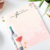 Bloc-note Bouteille de vin à l'aquarelle Floral Personnalisé