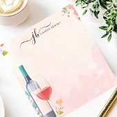 Bloc-note Bouteille de vin à l'aquarelle Floral Personnalisé