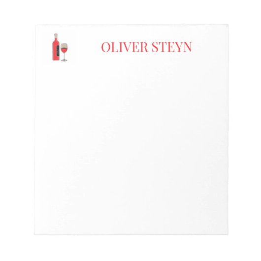 Bloc-note Bouteille de vin et verre blanc (Devant)